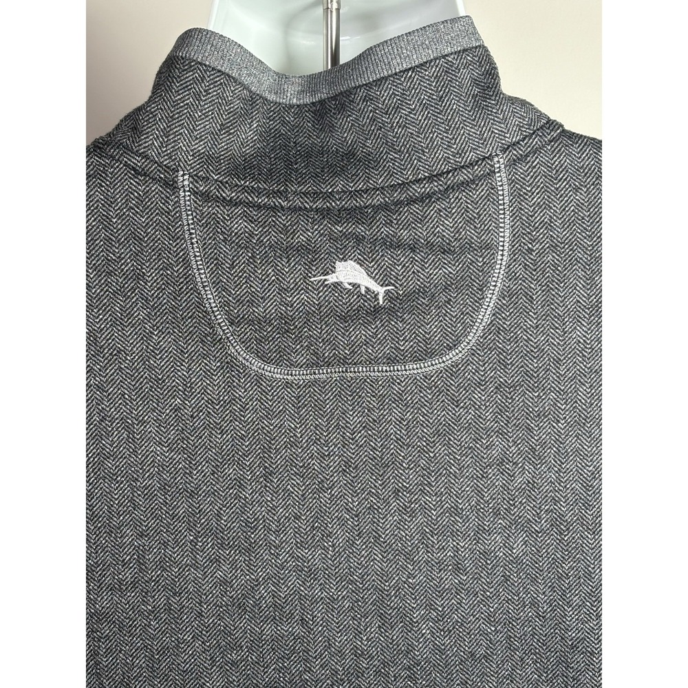 Tommy Bahama Sweater Mens Large Gray 1/4 Zip Mock Neck Relaxed Knit Cotton - Picture 4 of 12